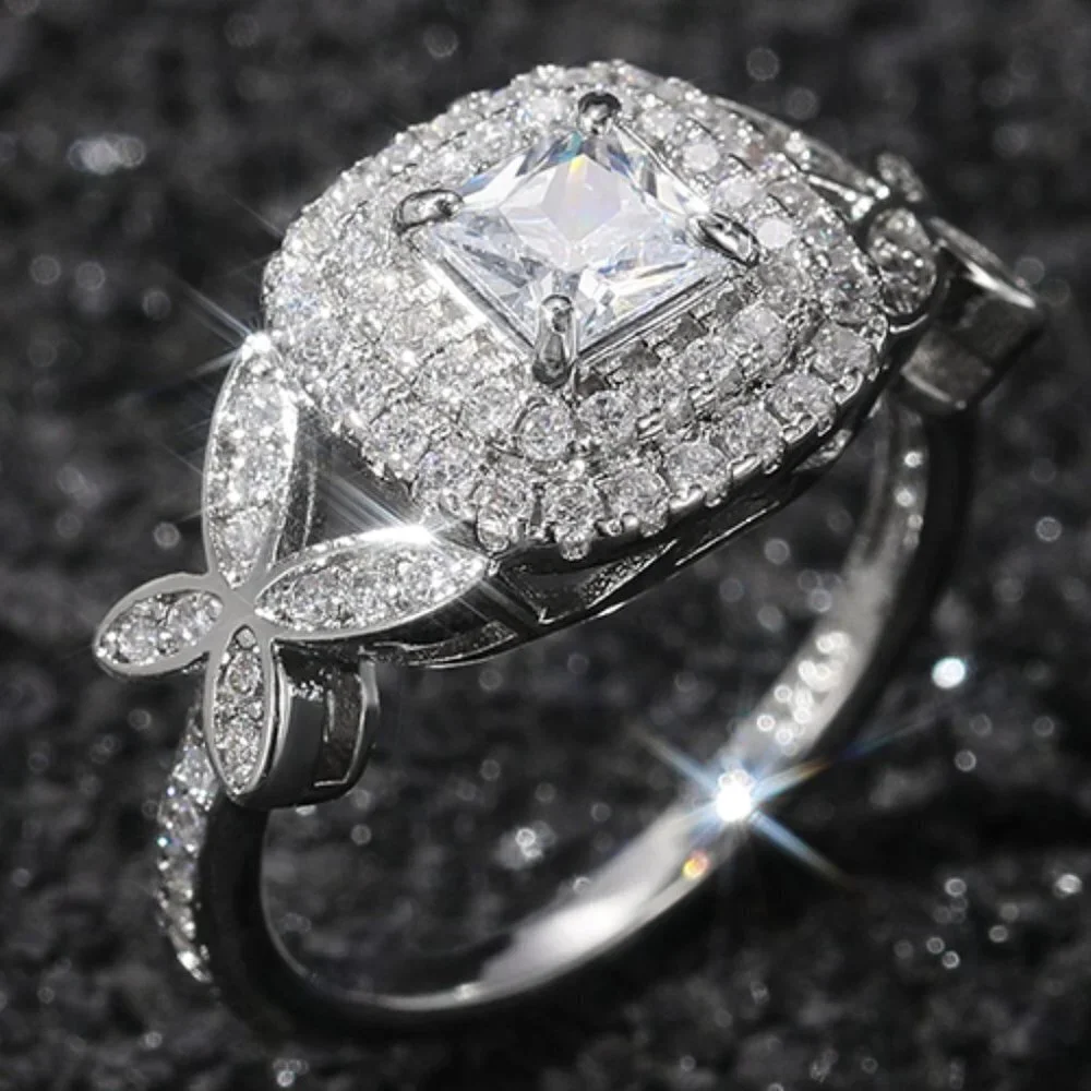🔥Beautiful Pure Princess Cut Square CZ Romantic Wedding Ring, K820